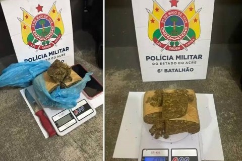 Homem é preso com mais de meio quilo de maconha e adolescente é apreendida em Cruzeiro do Sul